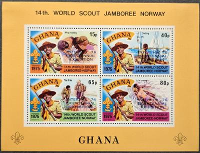 Ghana 1976, skauti, 1ks aršík s přítiskem