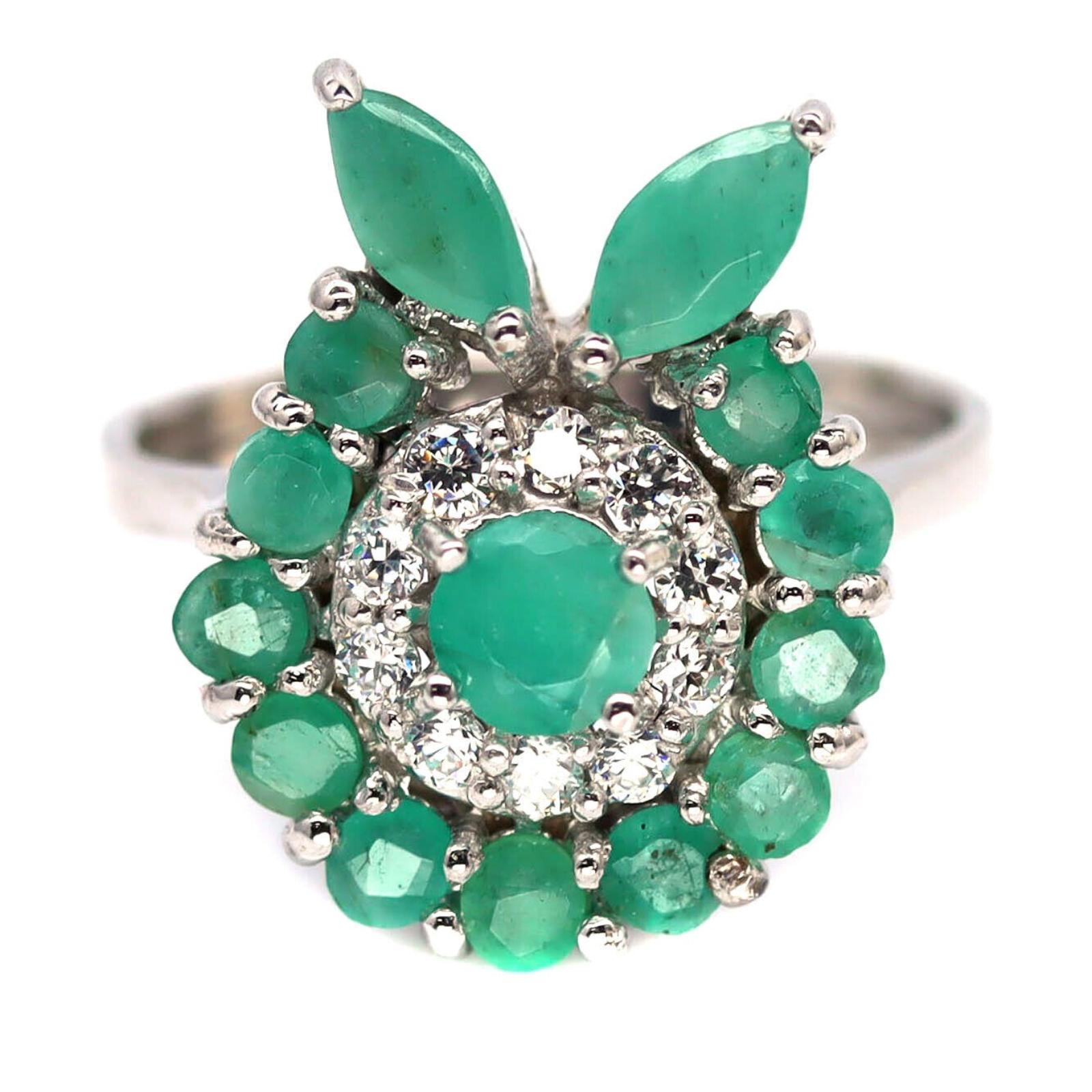 Prepychový prsteň s prírodnými smaragdmi - Starožitné šperky