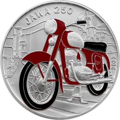 Stříbrná mince 500 Kč Motocykl Jawa 250, 2022, BK, ČNB, stav UNC