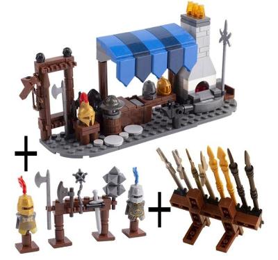 Středověké hradní příslušenství k figurkám rytířů - stavebnice zbraně