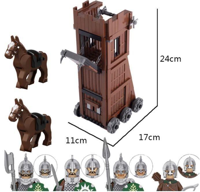 Středověké hradní příslušenství k figurkám rytířů - stavebnice zbraně - Sběratelství