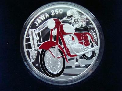JAWA 250, pamětní stříbrná mince se smaltem PROOF, včetně certifikátu
