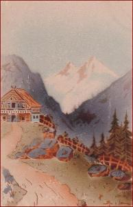Krajina * chalupa, hory, alpský motiv, umělecká * XM444