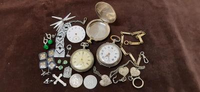 Konvolut staré hodinky,mince,šperky a drobnosti z nálezu !!