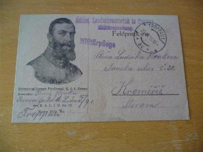 Feldpostkarte - polní pošta ( do Kroměříže 1916 )