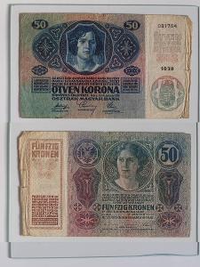 RU bankovka 50 Koruna 1914 originál pěkný kus bez přetisku