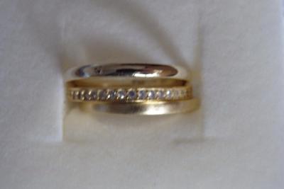 Stříbrný zlacený prsten 3x