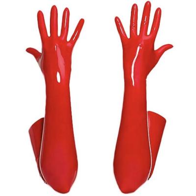 Sexy dlouhé lesklé PVC lack, prstové rukavice 6825