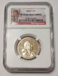 USA 1 Dollar 2000-S Sacagawea mince top pop NGC PF70 UCam