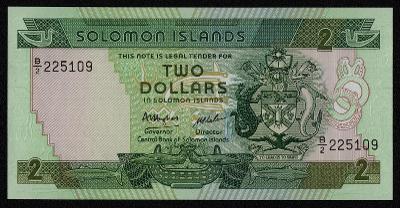 ŠALOMOUNOVY OSTROVY (P13a) 2 Dollars ND(1986) UNC