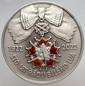 Ag medaile k výročí 100 let Řádu Bílého Lva 250g  Ag 999/1000