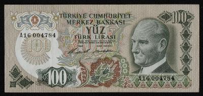 TURECKO (P189a) 100 Lira L.1970(1972) VF+ Serie: A