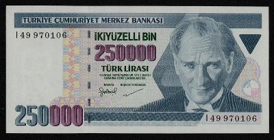TURECKO (P211) 250,000 Lira L.1970(1998) UNC Serie: I