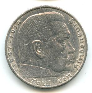 Stribrna mince " 5 Reichsmark 1936 A "