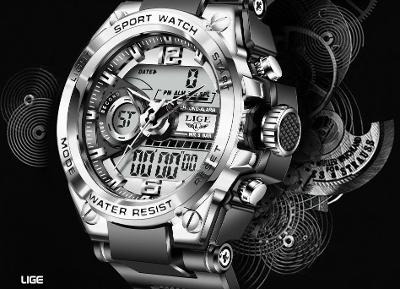 Pánské hodinky LIGE MAN 8922-2 Stříbrné - vodotěsné do 50m