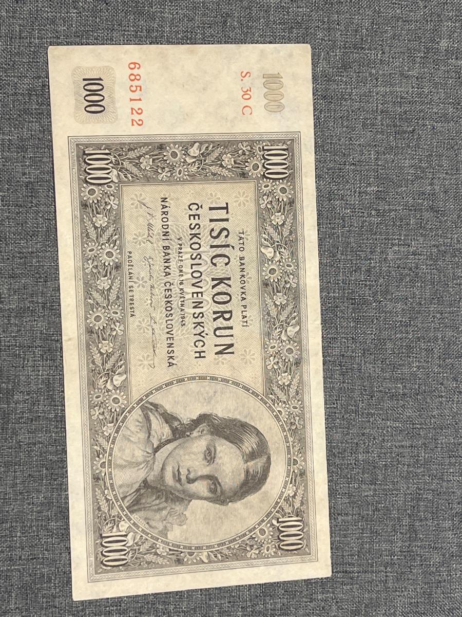 1000 kčs 1945 ser.30C  - Bankovky