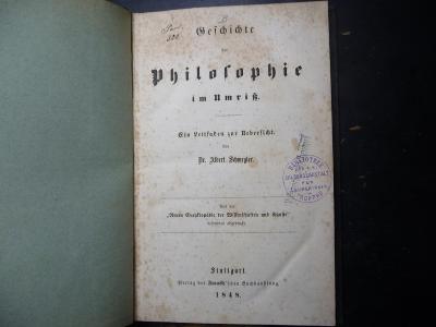 FILOZOFIE 1848 ( ALBERT SCHWEGLER ) !!! vše viz foto , stará kniha