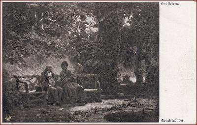 Žena * muž, dvojice, lavička, lesní motiv, krajina, umělecká * XM520