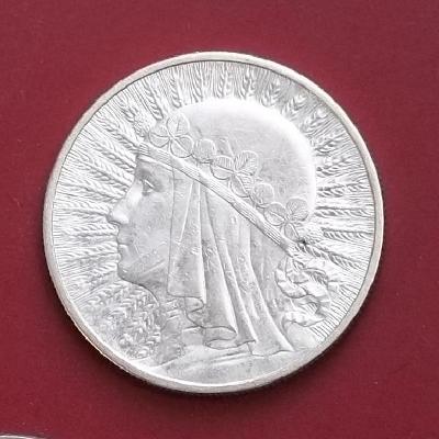 Velká Stříbrná mince 10 Zlotých  1932 Hedwiga Patronka Slezska pěkná