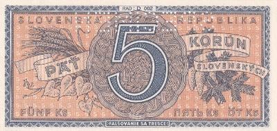 5 Korun slovenských 1945, série D, TOP stav UNC !!!