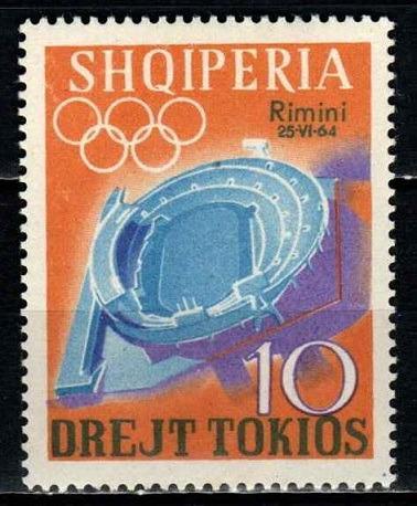 ** ALBÁNIE: Letní olympiáda TOKIO 1964 (PŘÍTISK RIMINI), kat. 8,- Mi€