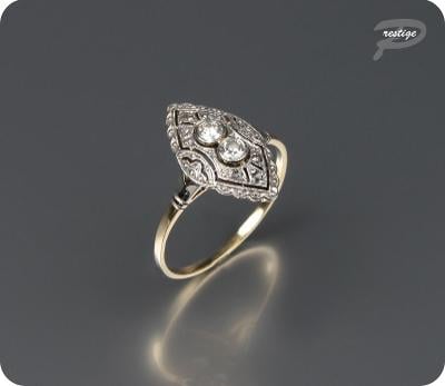 Starožitný, krásný prsten s brilianty Au 590/1000