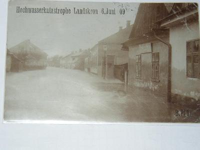 pohlednice - povodeň Lanškroun 1909-  okres Ústí nad Orlicí