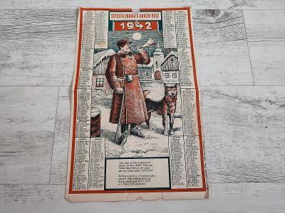 Starý kalendář Protektorát Voják armáda Pes Ponocný 1942 Reklama Top