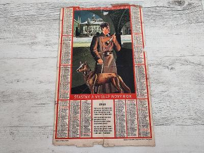 Starý kalendář Protektorát Voják armáda Pes Ponocný 1940 Reklama Top