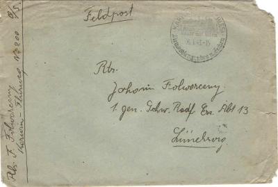 Polní pošta - 6.1.1942 - celistvost - razitko Karwin