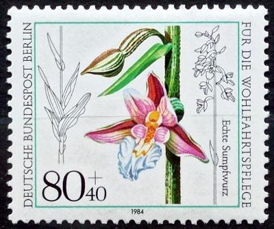WEST BERLIN: MiNr.726 Epipactis Palustris 80pf+40pf, Orchids ** 1984