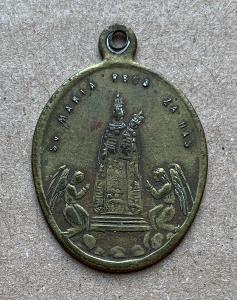 RU medaile svátostka 19st Svatá Hora Příbram Madonka přívěšek medailon