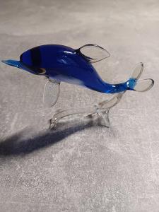 Delfín-Krásná figurka-Hutní sklo-ŽBS?