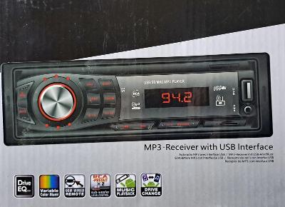 AUTORÁDIO S MP3 USB LCD 1DIN ISO EURO KONEKTOR DÁLKOVÝ OVLADAČ