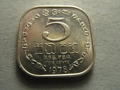 Šrí Lanka (Sri Lanka) - 5 Cents z roku 1978 - STAV