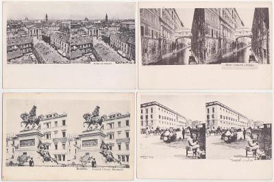 Itálie (5 ks) stereo pohlednice 1914