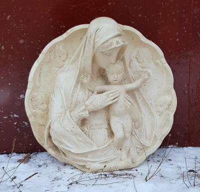 Reliéf Panna Maria Ježíšek Ježíš Kristus Marie keramika socha plastika