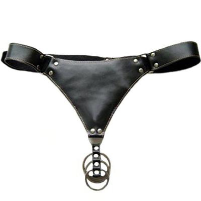 BDSM černá tanga se třemi kroužky na penis 63015