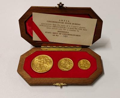 Vzácná sada zlatých medaili Millenium Sv. Václava (1973) RRR - ARTIA..