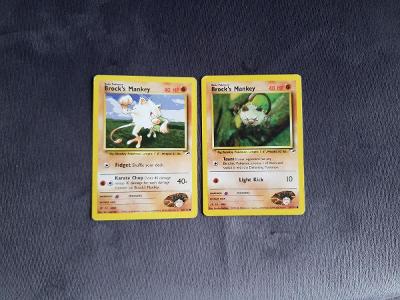 Pokémon karty BROCK'S MANKEY dva druhy ORIGINÁL edice Gym's 