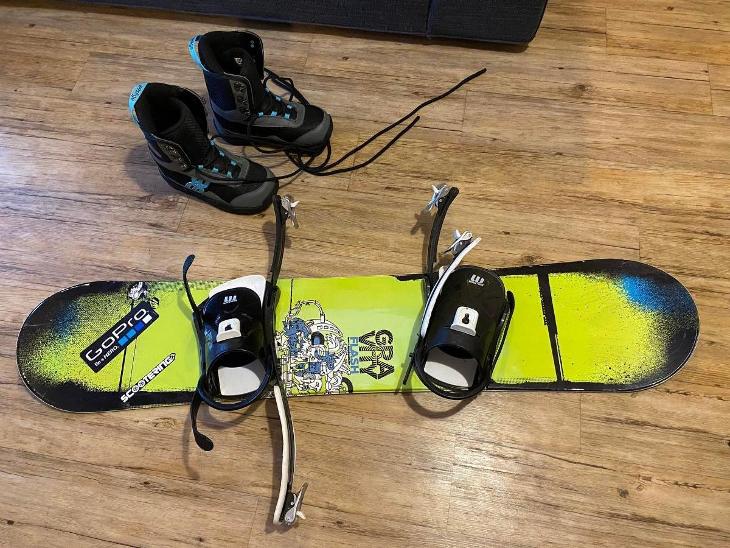 Snowboardovove prkno Gravity 120cm+vazani+boty Westige velikost 34 - Vybavení na zimní sporty