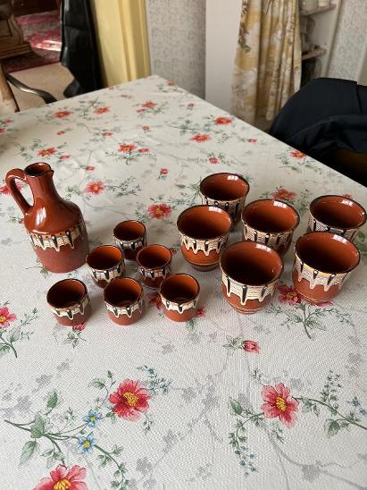 Retro čajová souprava Bulharsko - Trojanská keramika - Starožitnosti
