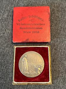 FJI. - Ag.medaile - jubilejní střelby 1908 Wien vč. etue *R*