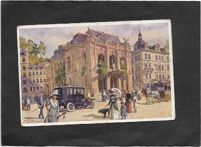 Karlovy Vary - auto, koně, lidé - signováno