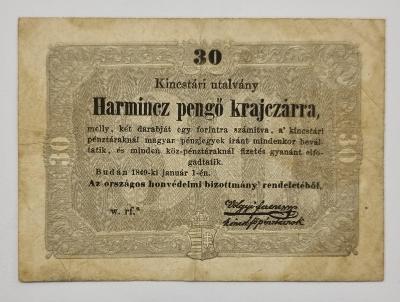 Uhorsko-Revolúcia 1848-1849, 30 Grajciar 1849, séria w.rf.*, stav 3