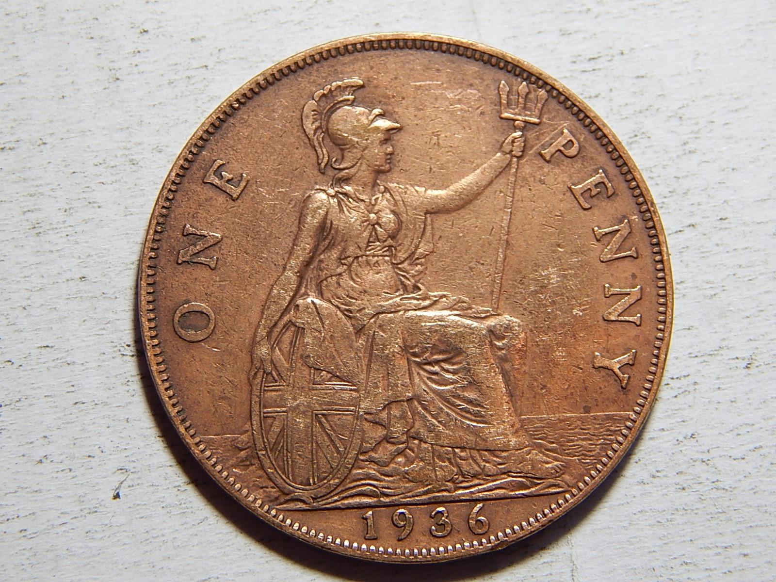 Anglicko 1 Penny 1936 VF-XF č33513 - Numizmatika