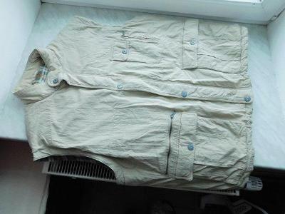 Pěkná  béžová zateplená vesta BIG, 148 cm obv.hrudníku, dél.75 cm