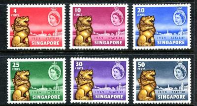 britský Singapur 1959 ** Alžbeta II komplet mi. 43-48
