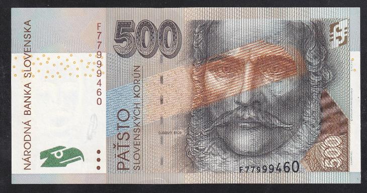 VZÁCNĚJŠÍ SLOVENSKÁ 500 KORUNA 2000 SÉRIE F UNC - Bankovky