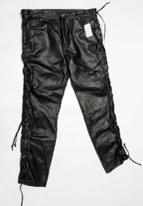 Kožené šněrovací kalhoty - vel. 52, pas: 94 cm